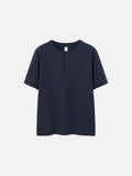 Textured Solid Color Henley T-Shirt