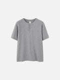 Textured Solid Color Henley T-Shirt