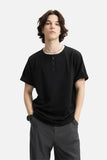 DAXUEN solid color textured henley t-shirt