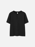 Textured Solid Color Henley T-Shirt
