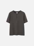 Textured Solid Color Henley T-Shirt