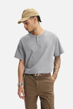 DAXUEN solid color textured henley t-shirt