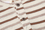 DAXUEN light grey and black striped long-sleeve Henley shirt