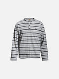 DAXUEN light grey and black striped long-sleeve Henley shirt