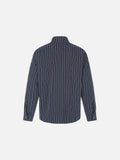 DAXUEN navy textured vertical stripe button-up shirt