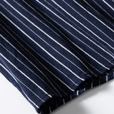 DAXUEN navy textured vertical stripe button-up shirt