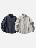 DAXUEN navy textured vertical stripe button-up shirt