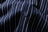 DAXUEN navy textured vertical stripe button-up shirt