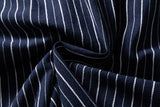 DAXUEN navy textured vertical stripe button-up shirt