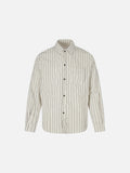 DAXUEN navy textured vertical stripe button-up shirt