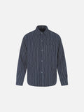 DAXUEN navy textured vertical stripe button-up shirt