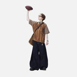 DAXUEN deep maroon textured vertical stripe raglan t-shirt