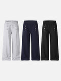 DAXUEN grey marl wide-leg pants with button detail
