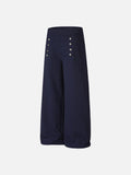 DAXUEN grey marl wide-leg pants with button detail