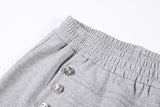 DAXUEN grey marl wide-leg pants with button detail