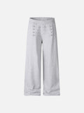 DAXUEN grey marl wide-leg pants with button detail