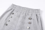 DAXUEN grey marl wide-leg pants with button detail