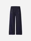 DAXUEN grey marl wide-leg pants with button detail