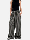 DAXUEN grey textured wide-leg striped pants