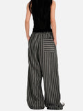 DAXUEN grey textured wide-leg striped pants