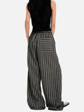 DAXUEN grey textured wide-leg striped pants