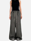 DAXUEN grey textured wide-leg striped pants