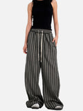 DAXUEN grey textured wide-leg striped pants