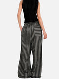 DAXUEN grey textured wide-leg striped pants
