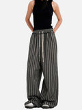 DAXUEN grey textured wide-leg striped pants