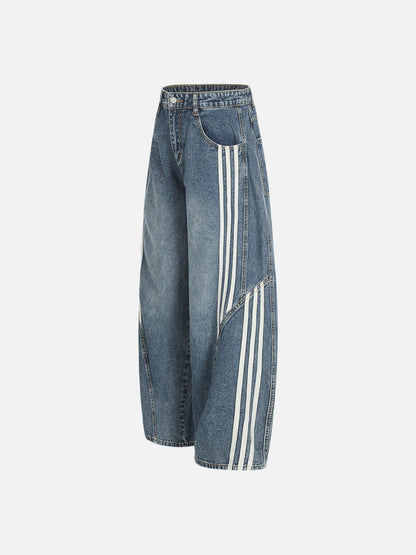 DAXUEN Loose wide leg denim jeans with stripes