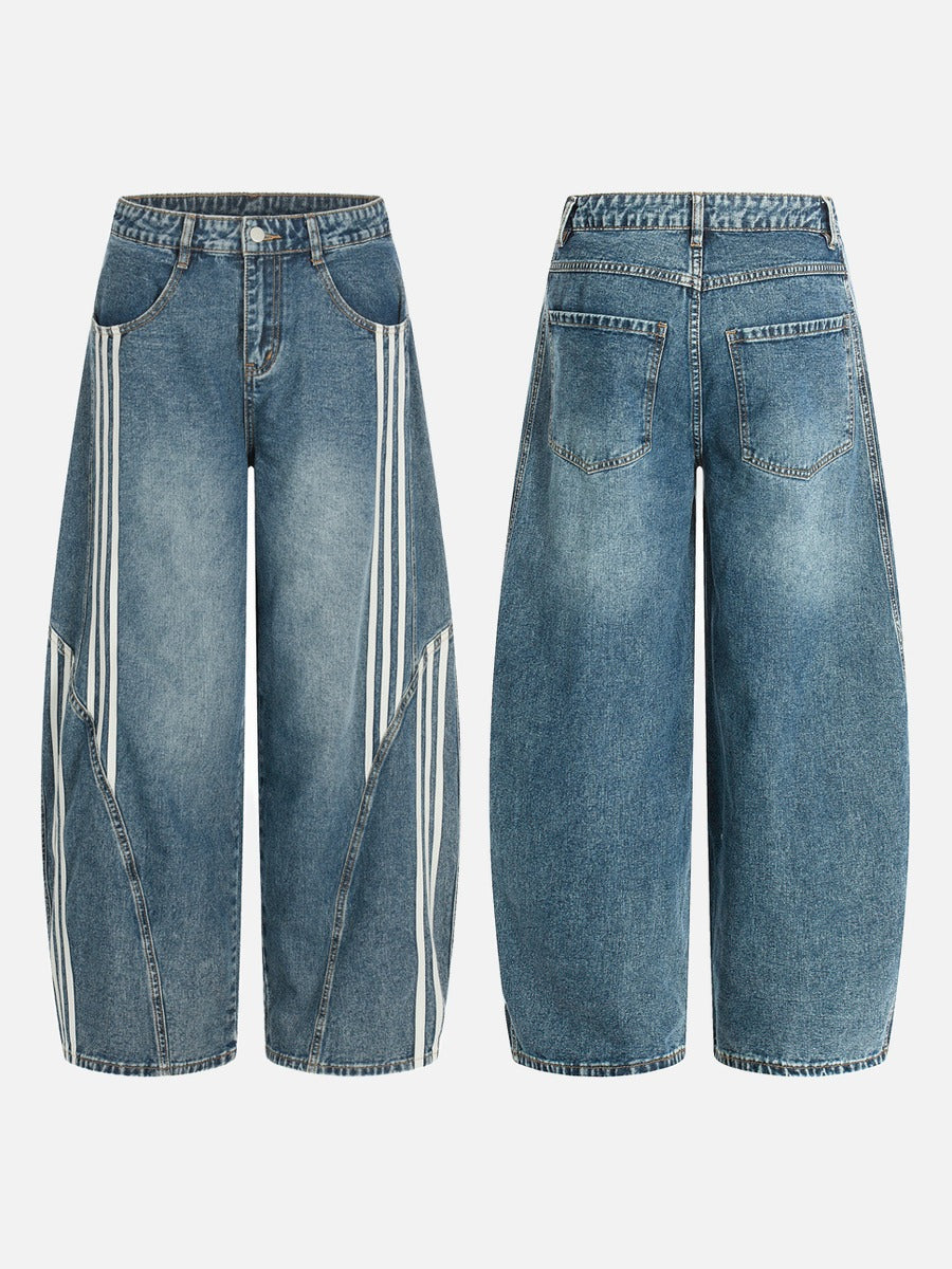 DAXUEN Loose wide leg denim jeans with stripes