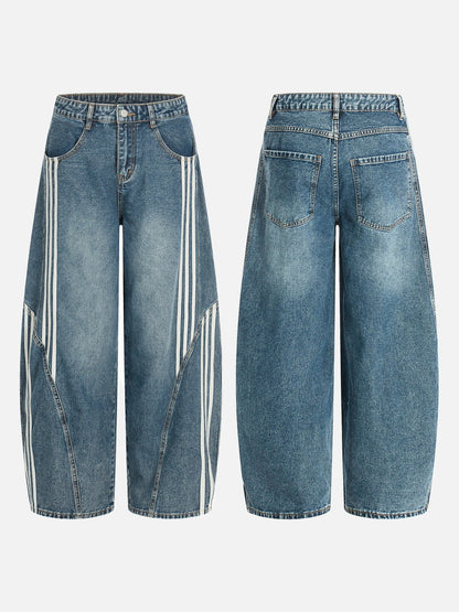 DAXUEN Loose wide leg denim jeans with stripes