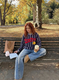 DAXUEN Loose wide leg denim jeans with stripes — model photo