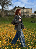 DAXUEN Loose wide leg denim jeans with stripes — model photo