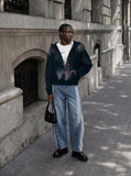 DAXUEN Loose wide leg denim jeans with stripes — model photo