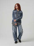 DAXUEN Loose wide leg denim jeans with stripes — model photo