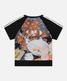 DAXUEN Black raglan teddy bear graphic T-shirt