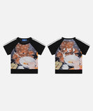 DAXUEN Black raglan teddy bear graphic T-shirt