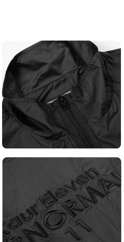 DAXUEN black oversized tonal text track jacket