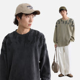 DAXUEN charcoal grey oversized tonal flame graphic sweatshirt