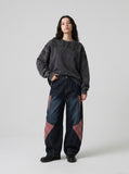 DAXUEN charcoal grey oversized tonal flame graphic sweatshirt — model photo