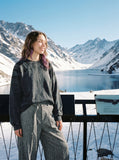 DAXUEN charcoal grey oversized tonal flame graphic sweatshirt — model photo