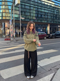 DAXUEN charcoal grey oversized tonal flame graphic sweatshirt — model photo