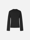 DAXUEN black mock neck top with tone-on-tone graphic