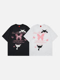 DAXUEN Graphic t-shirt featuring cat and butterfly designs