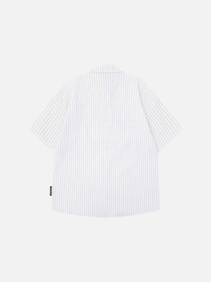 DAXUEN Button-up shirt with puppy graphics and plaid tie
