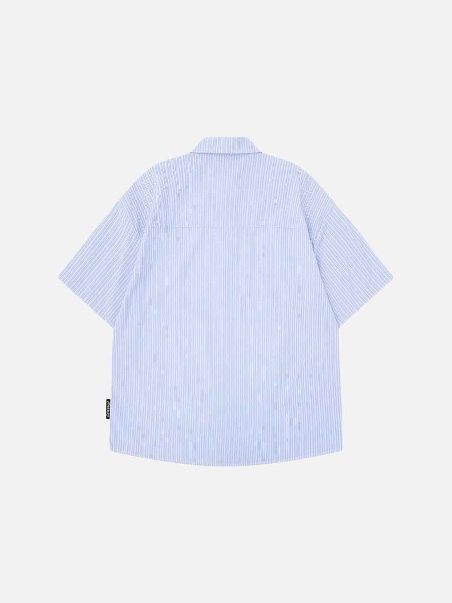 DAXUEN Button-up shirt with puppy graphics and plaid tie