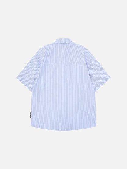 DAXUEN Button-up shirt with puppy graphics and plaid tie
