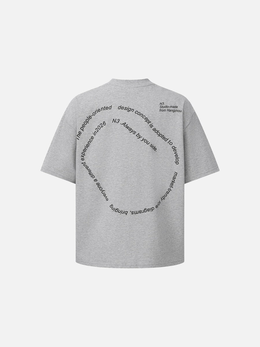 DAXUEN Oversized short-sleeve graphic t-shirt in white and grey