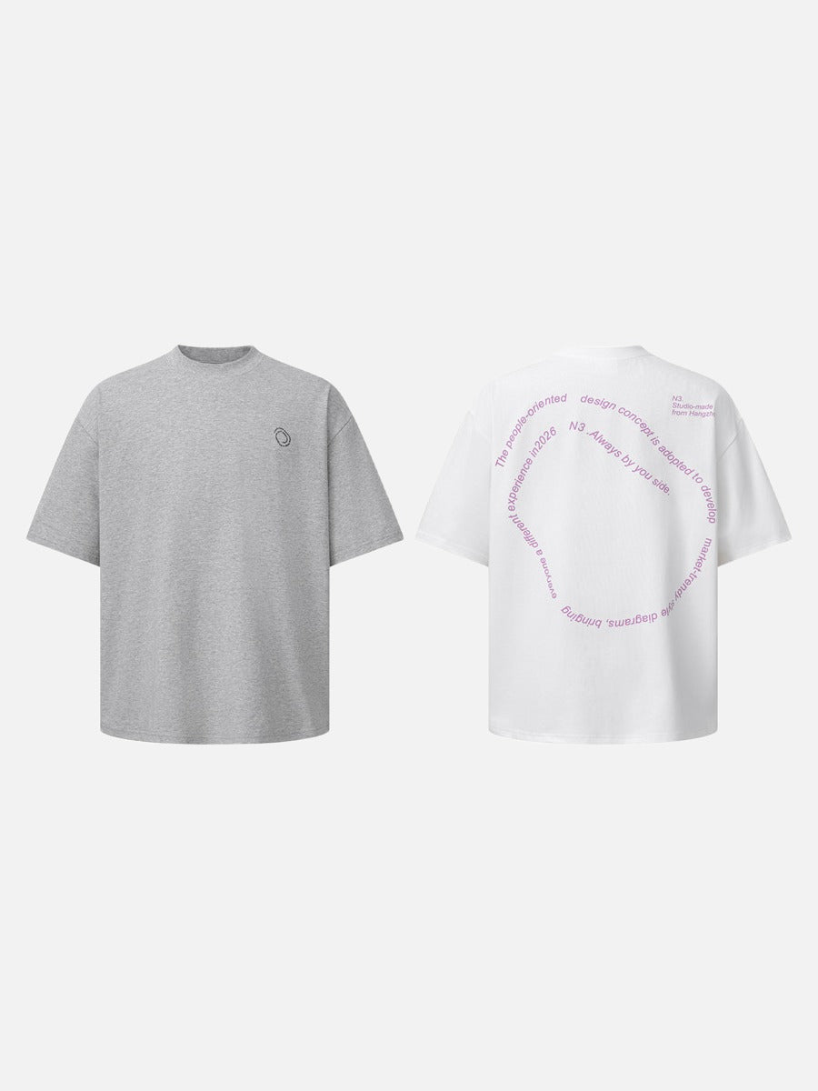 DAXUEN Oversized short-sleeve graphic t-shirt in white and grey